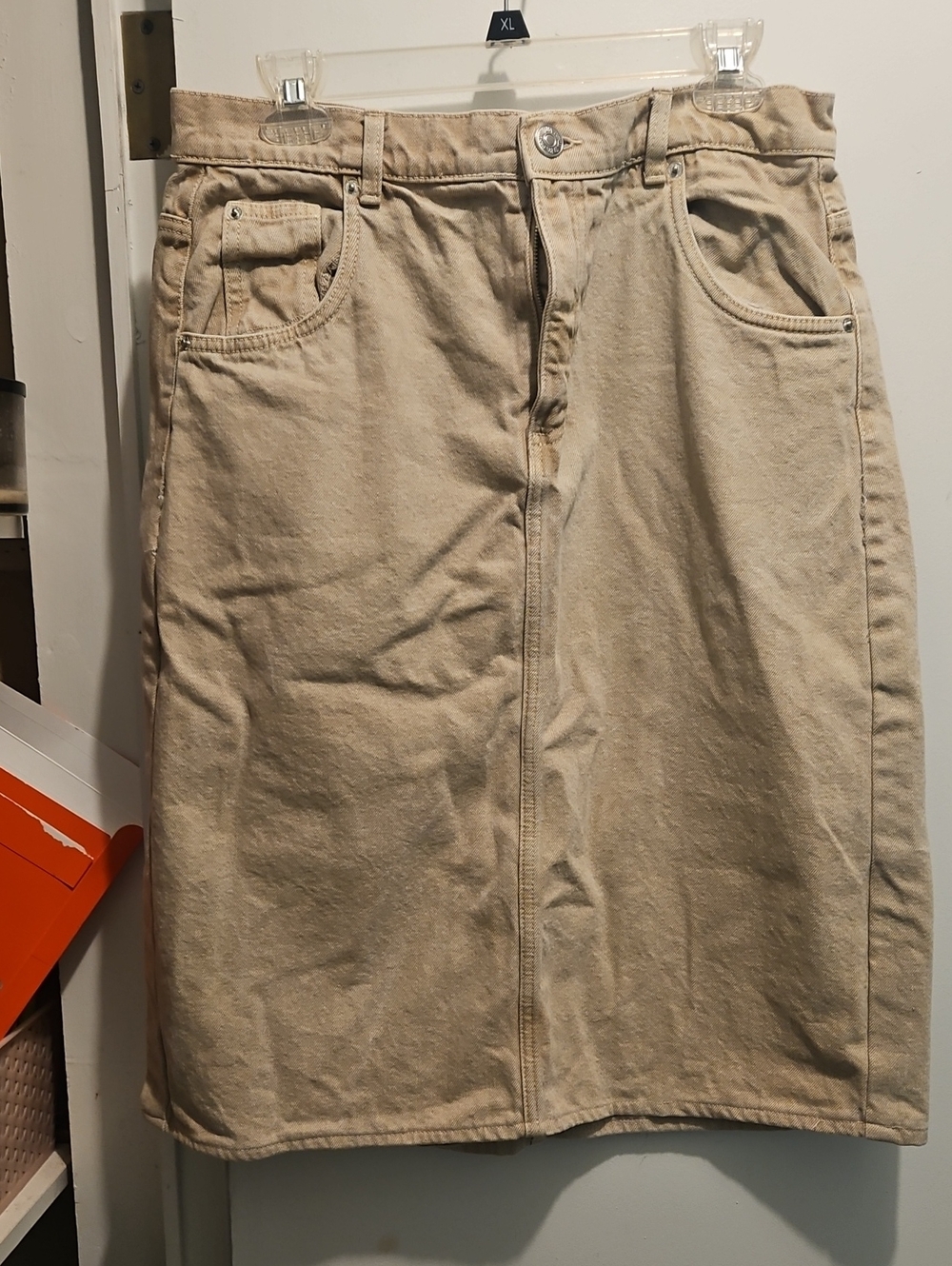 Zara Beige Midi Denim Skirt